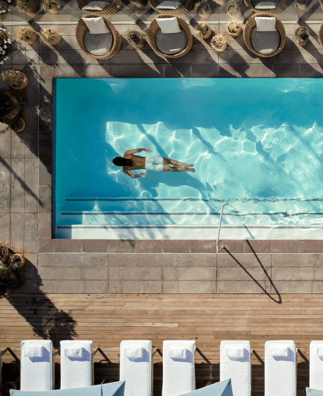 Top down shot of the pool captured by drone