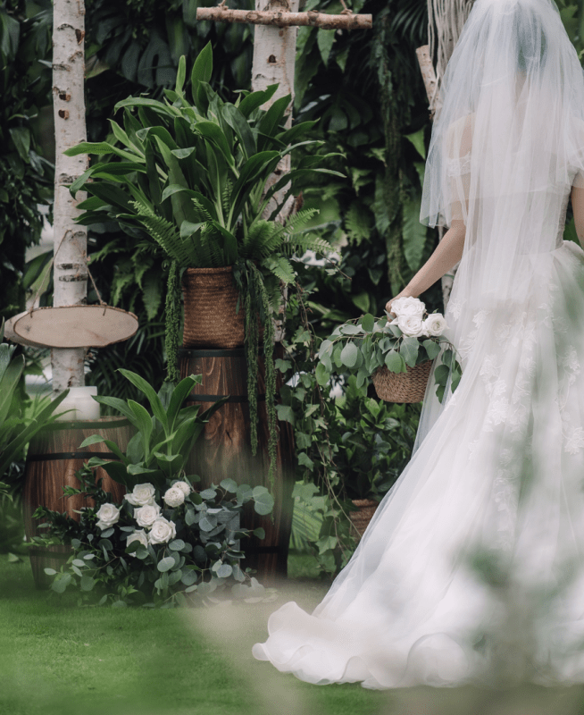 A bride in a white dress