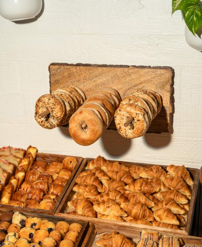 bagels and various baked goods