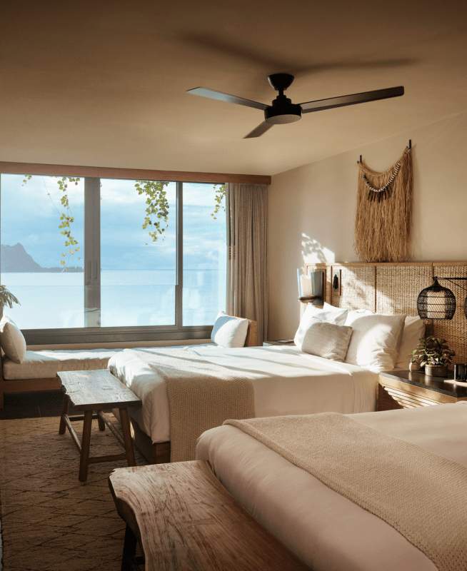 2 camas queen com vista para o mar