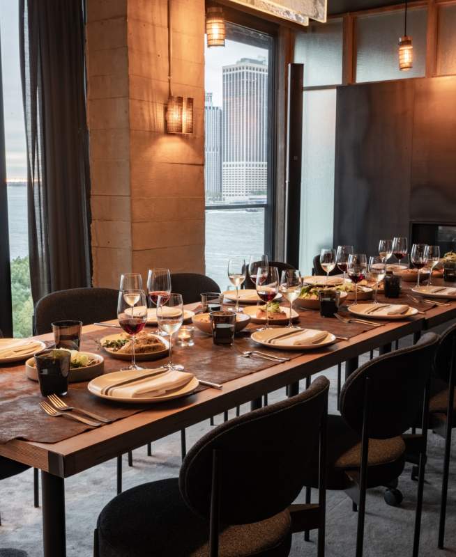 long table in a meeting room