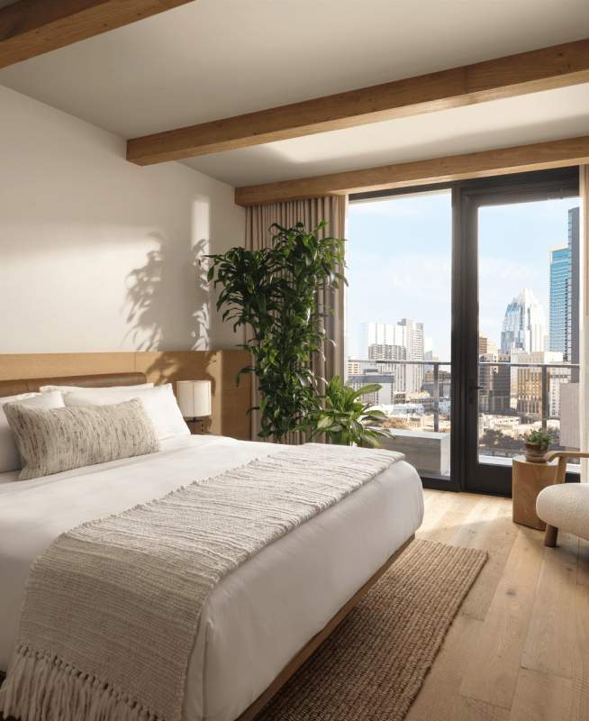 King Bed in Guest room from 1 Hotel Austin