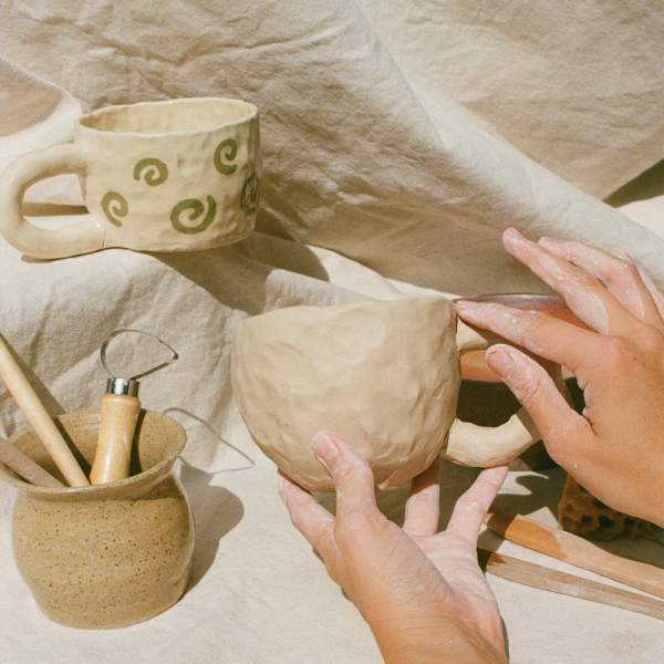 Clay mugs