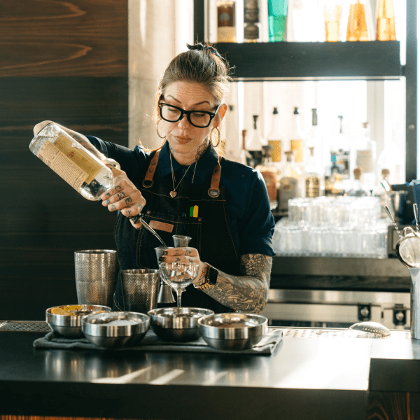 bartender pouring a drink