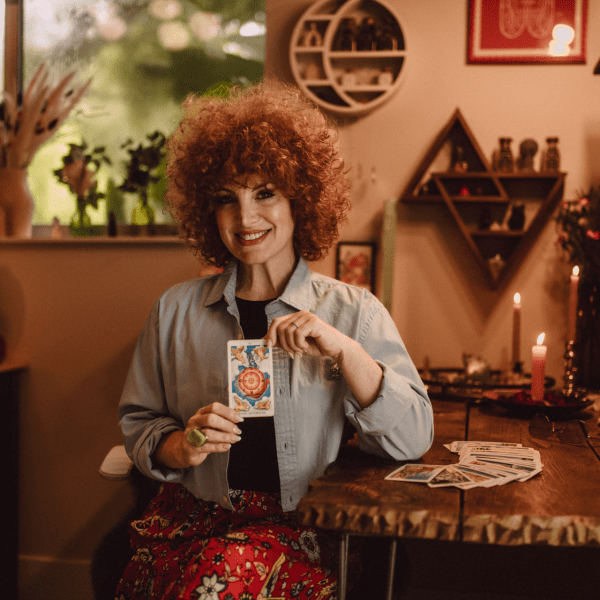woman with cards