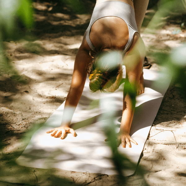 Woman doing yoga outside