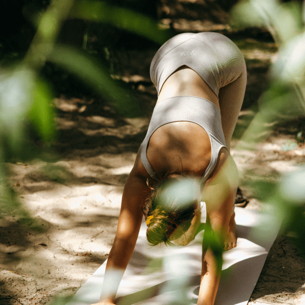 Woman doing yoga outside