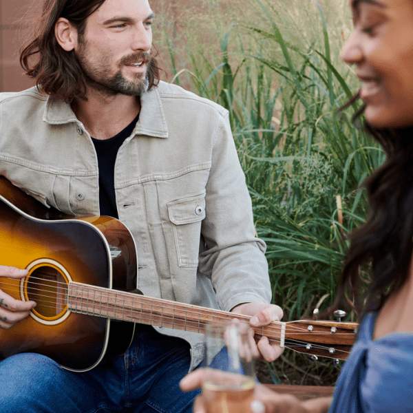 Person playing the guitar