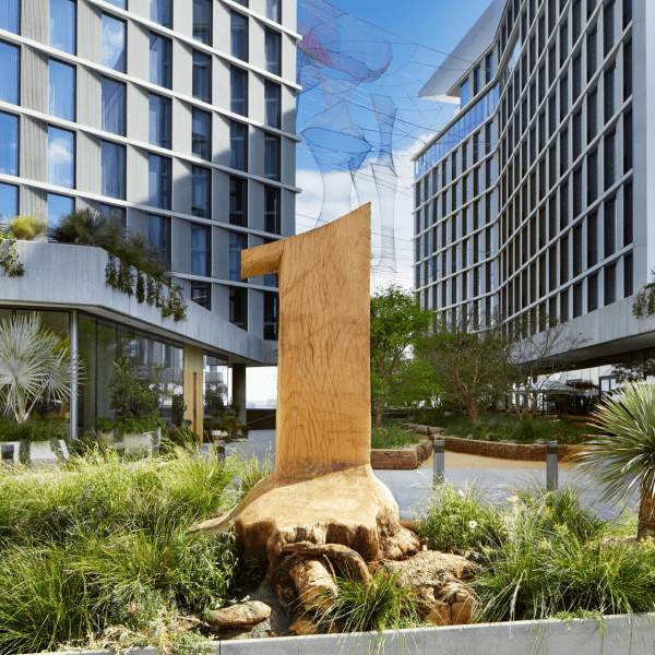 1 Hotel logo made from thick wood