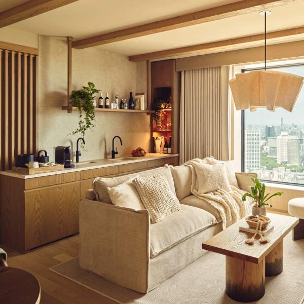 Living room in 1 Hotel Tokyo Panoramic Garden Suite