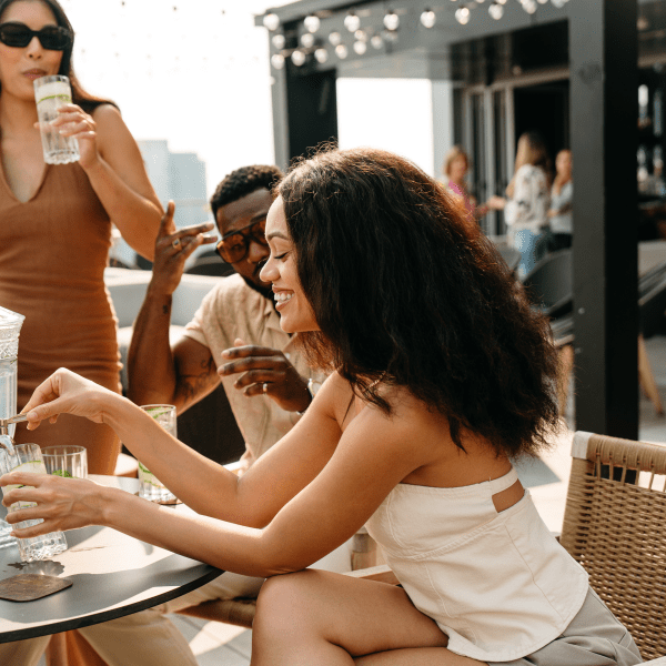 group of friends on the rooftop
