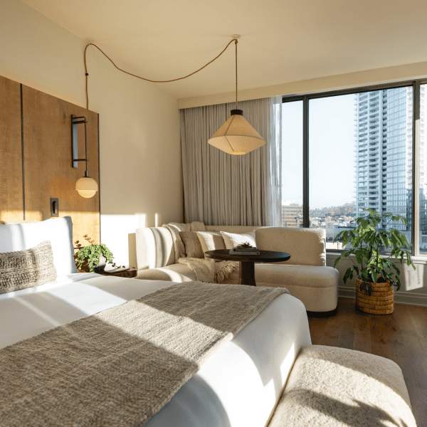 hotel room with natural light