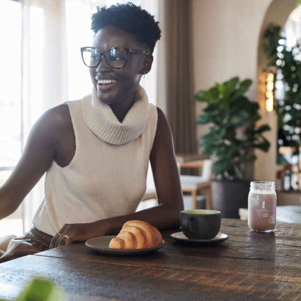 Person sitting at a table