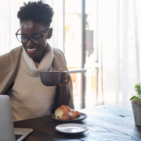 woman having coffee