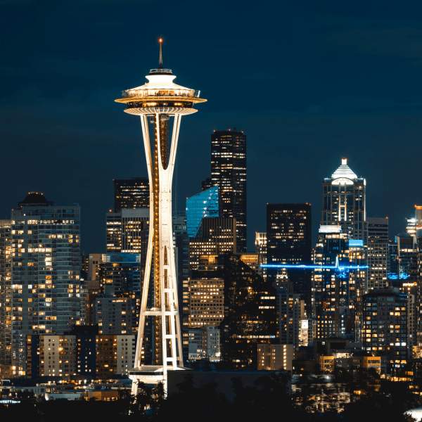 Seattle Space Needle at night