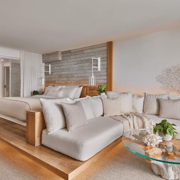 Living space in hotel room