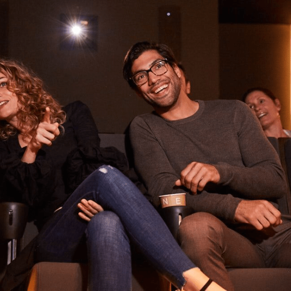 family in screening room