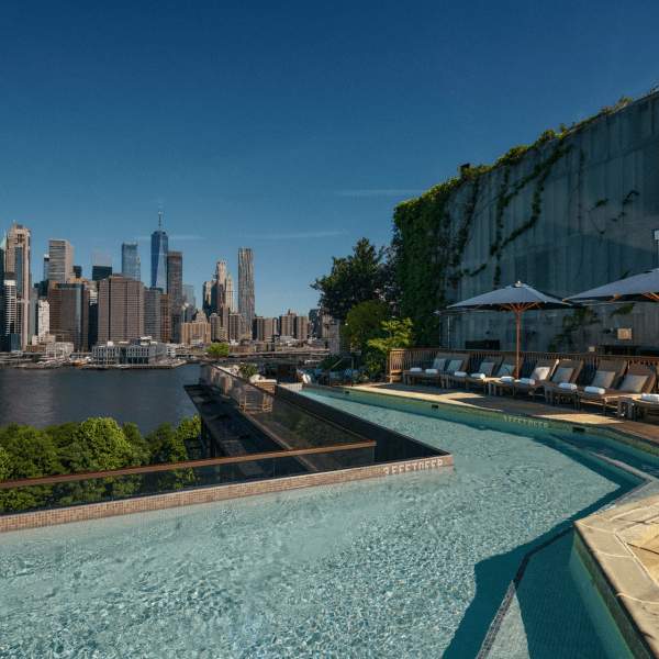rooftop pool at 1 hotel brooklyn bridge