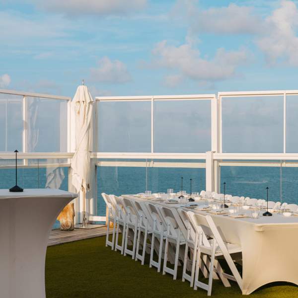 table overlooking water