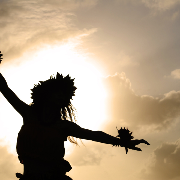 A silhouette of a person dancing