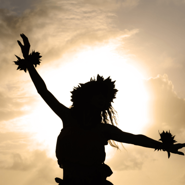 A silhouette of a person dancing