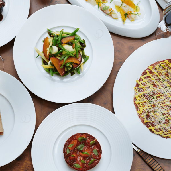 several plates of food