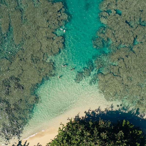 Aerial view of ocean and reef