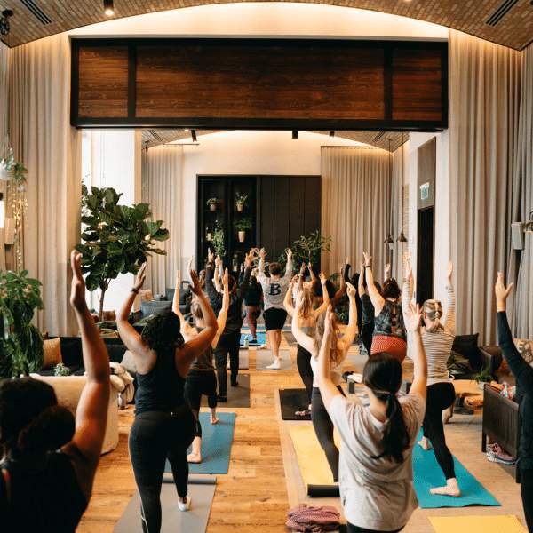 group of people doing yoga