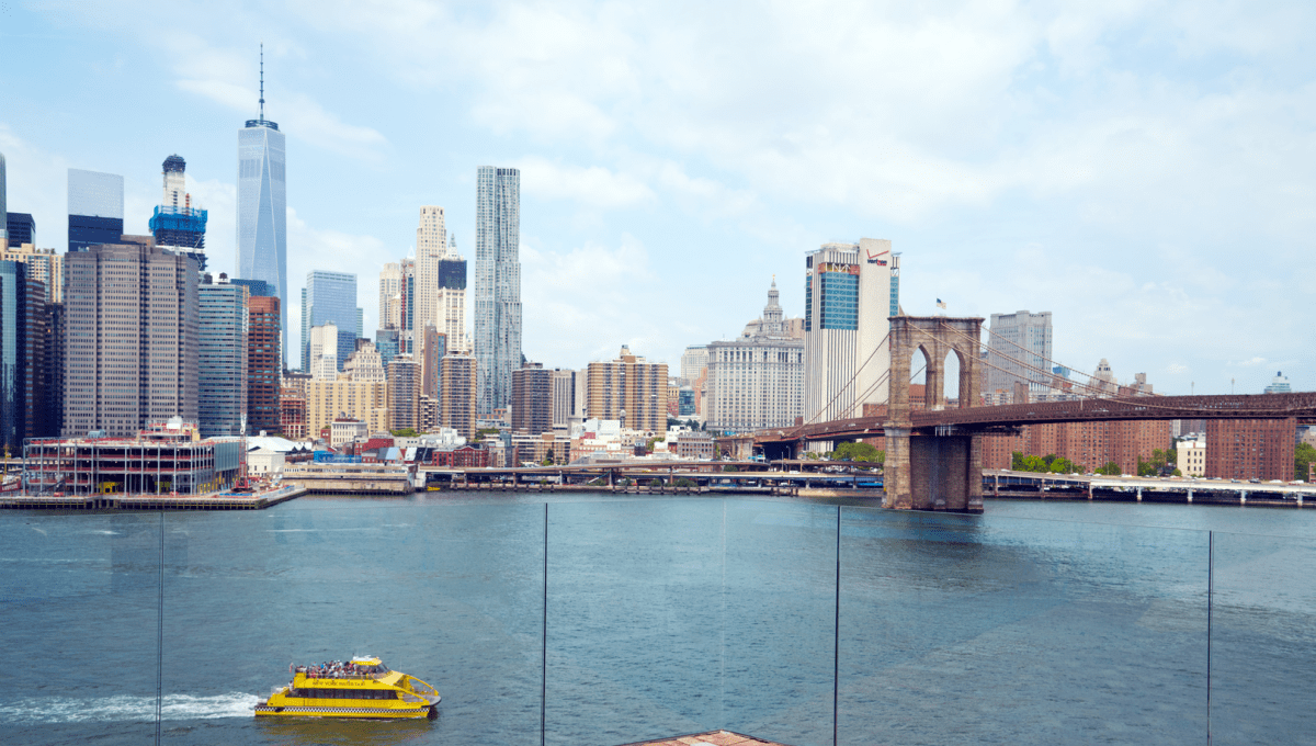 view of the Manhattan skyline from 1 Hotel Brooklyn Bridge