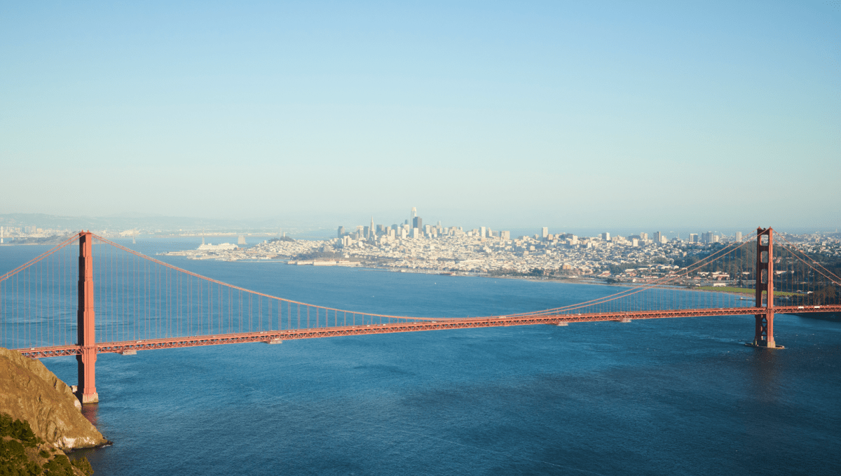 Aerial photo of The Golden Gate bridge