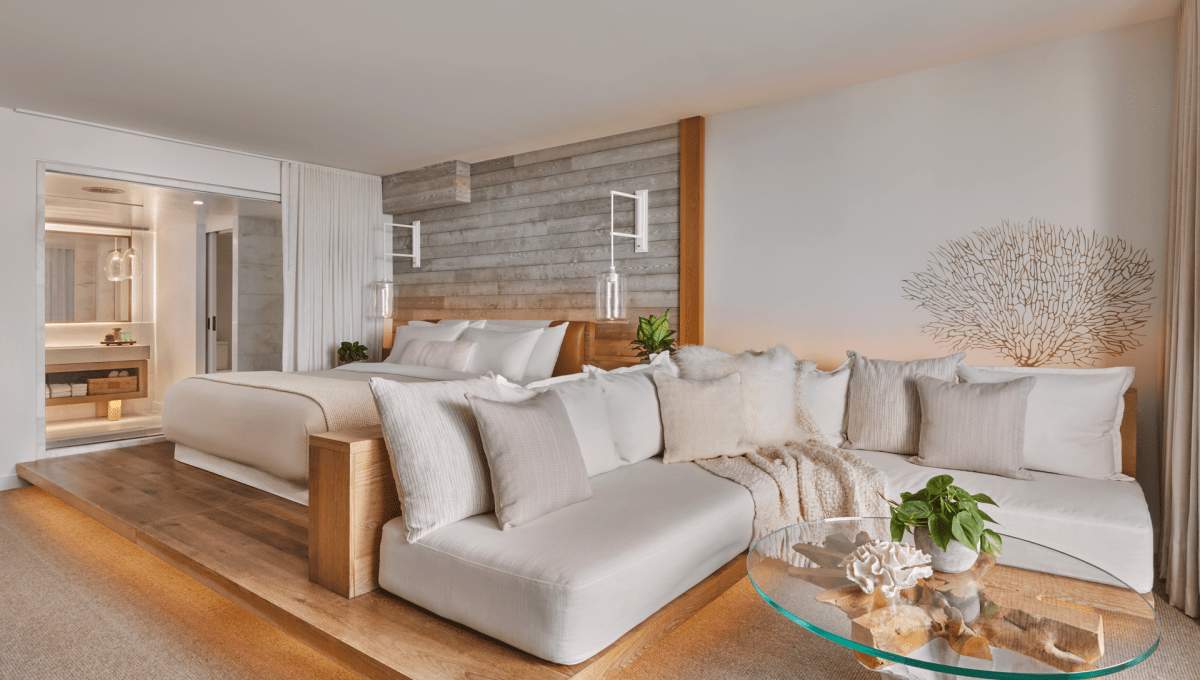 Living space in hotel room