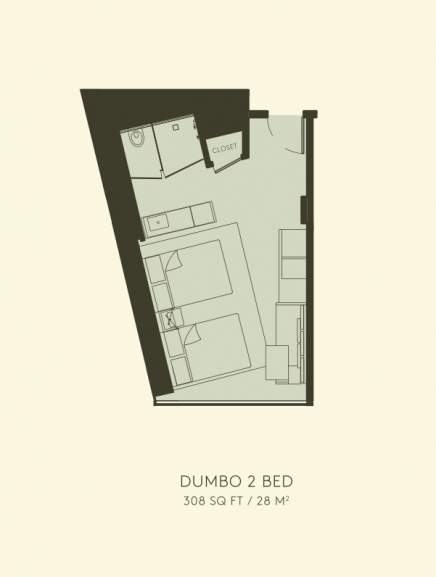 ドゥモ・ツーベッドルーム間取り図