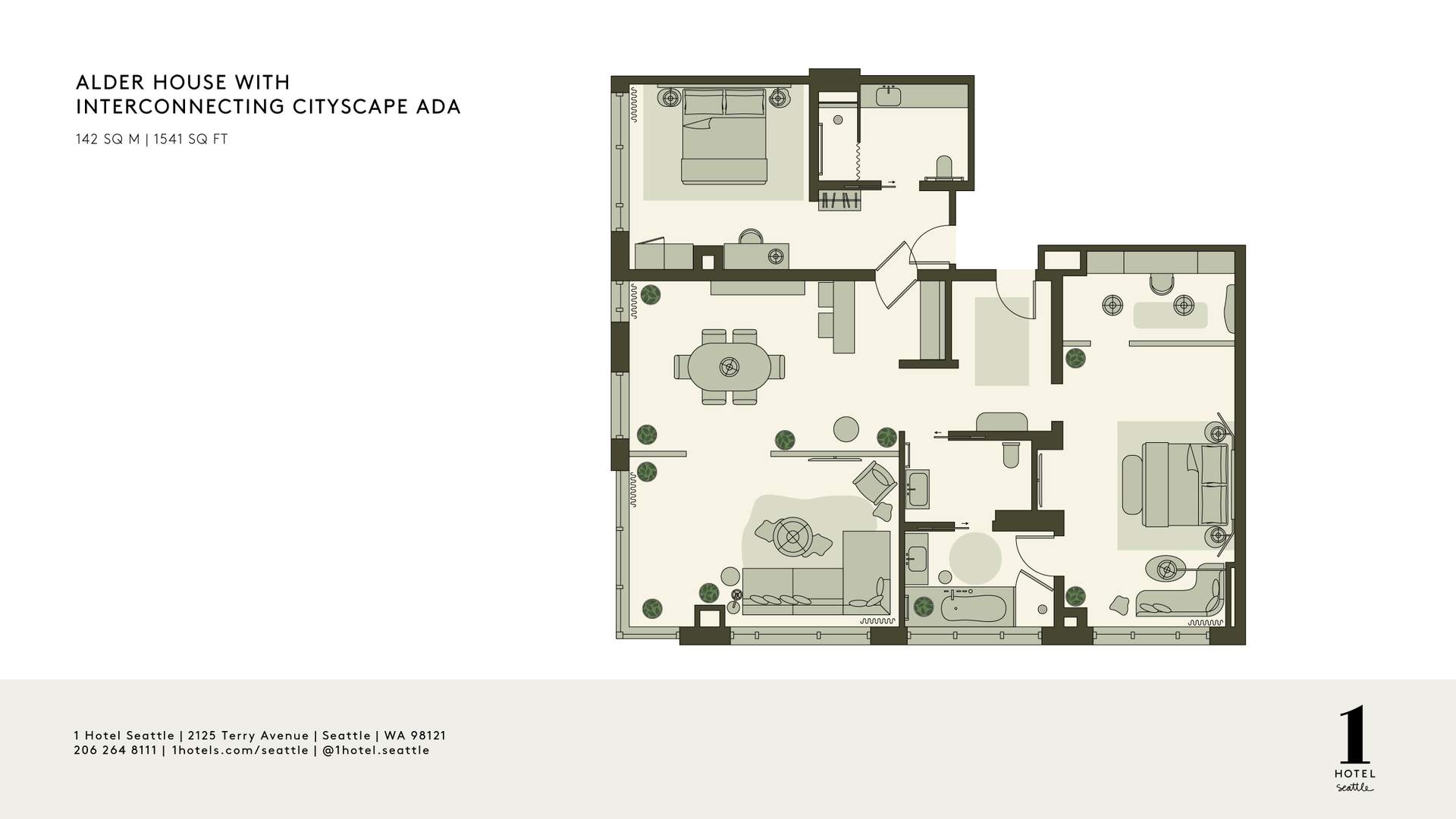 Plan d'étage pour Alder House et chambre King communicante