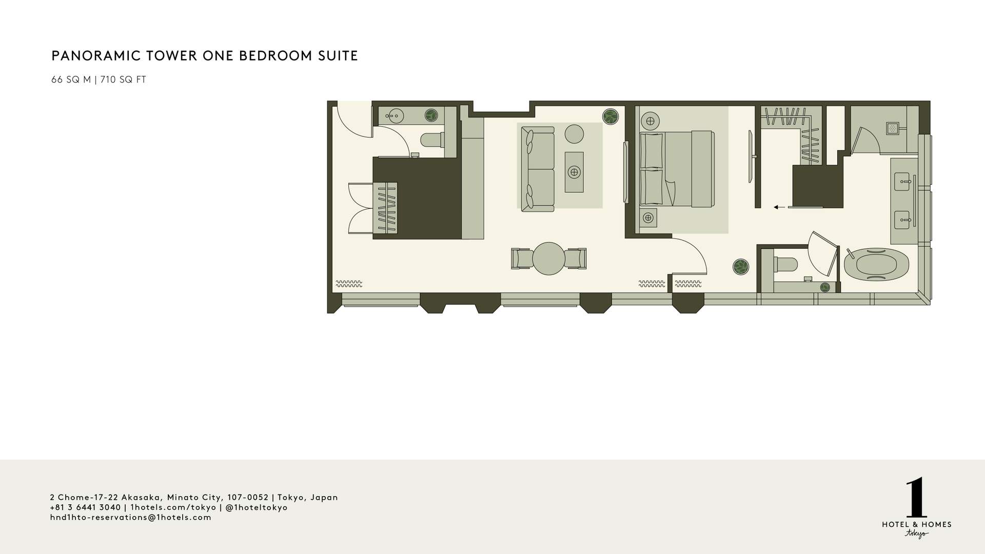 パノラミック・タワー 1ベッドルーム・スイートの間取り図