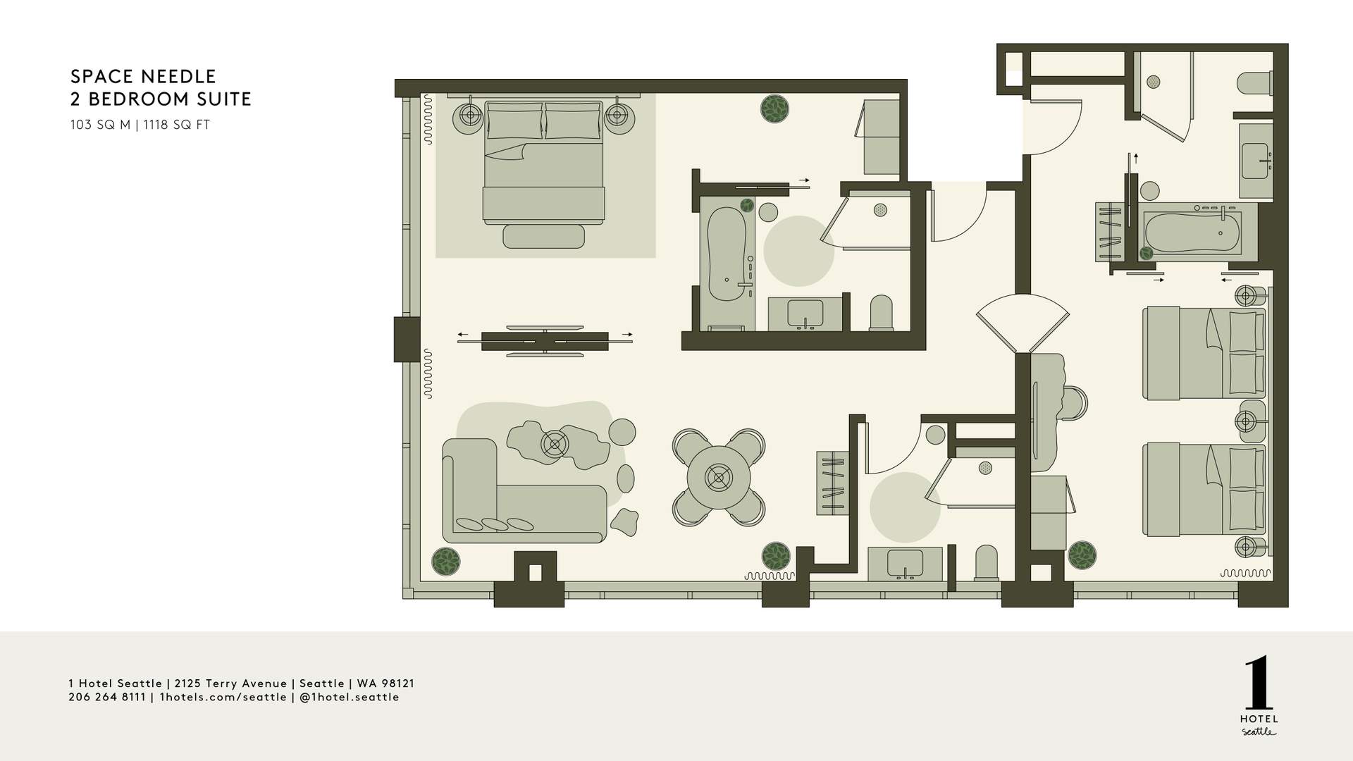 Plan d'étage pour Space Needle 2 Bedroom Suite