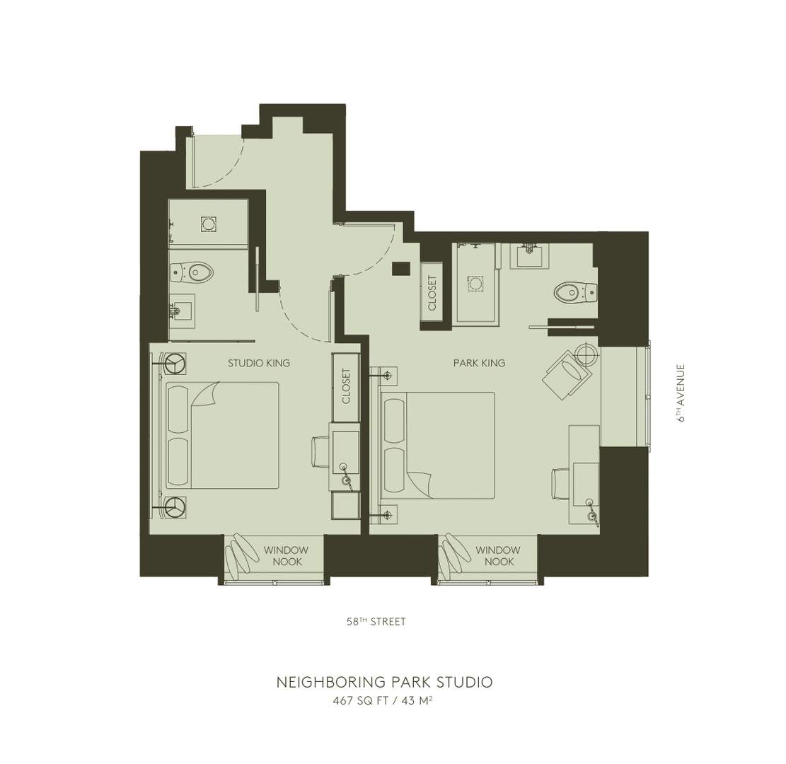 Neighboring park studio floorplan 