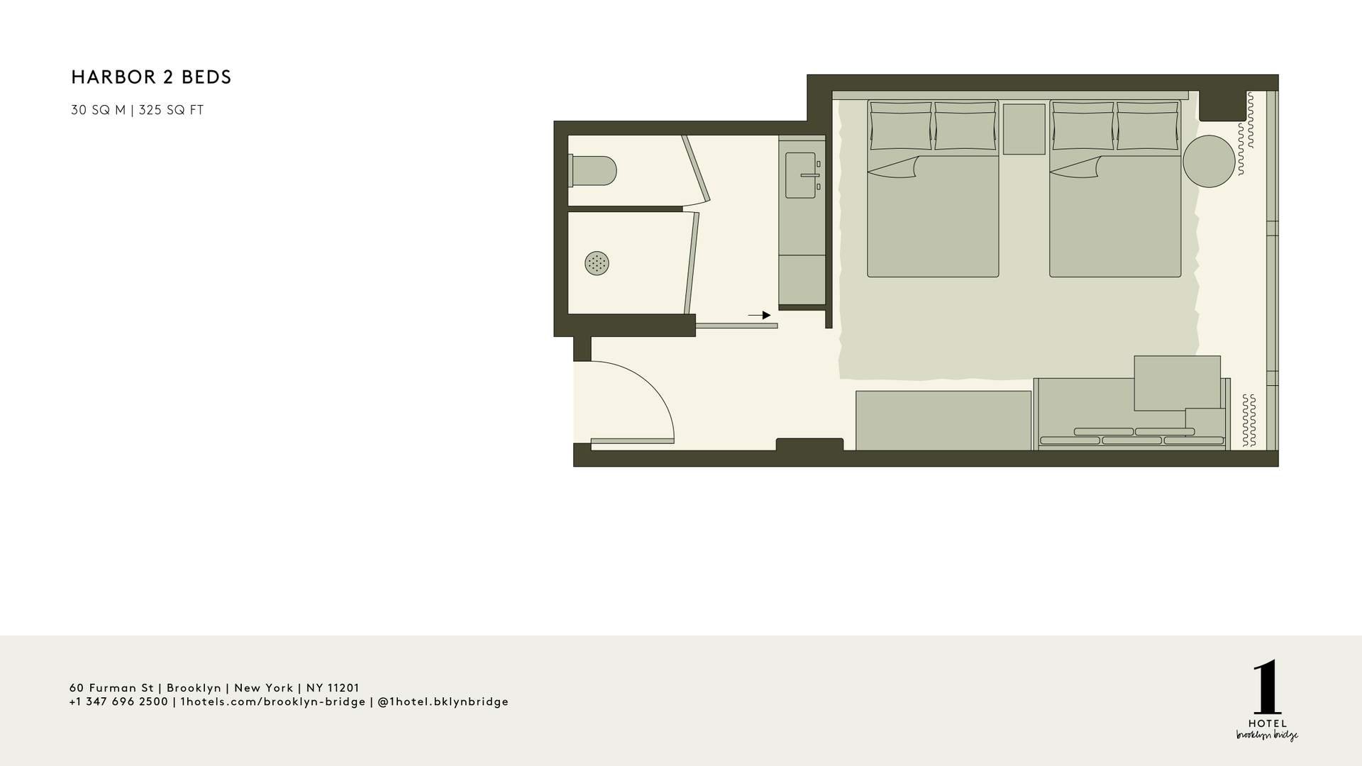 Harbor 2 Beds Floor Plan 1 Hotel Brooklyn Bridge