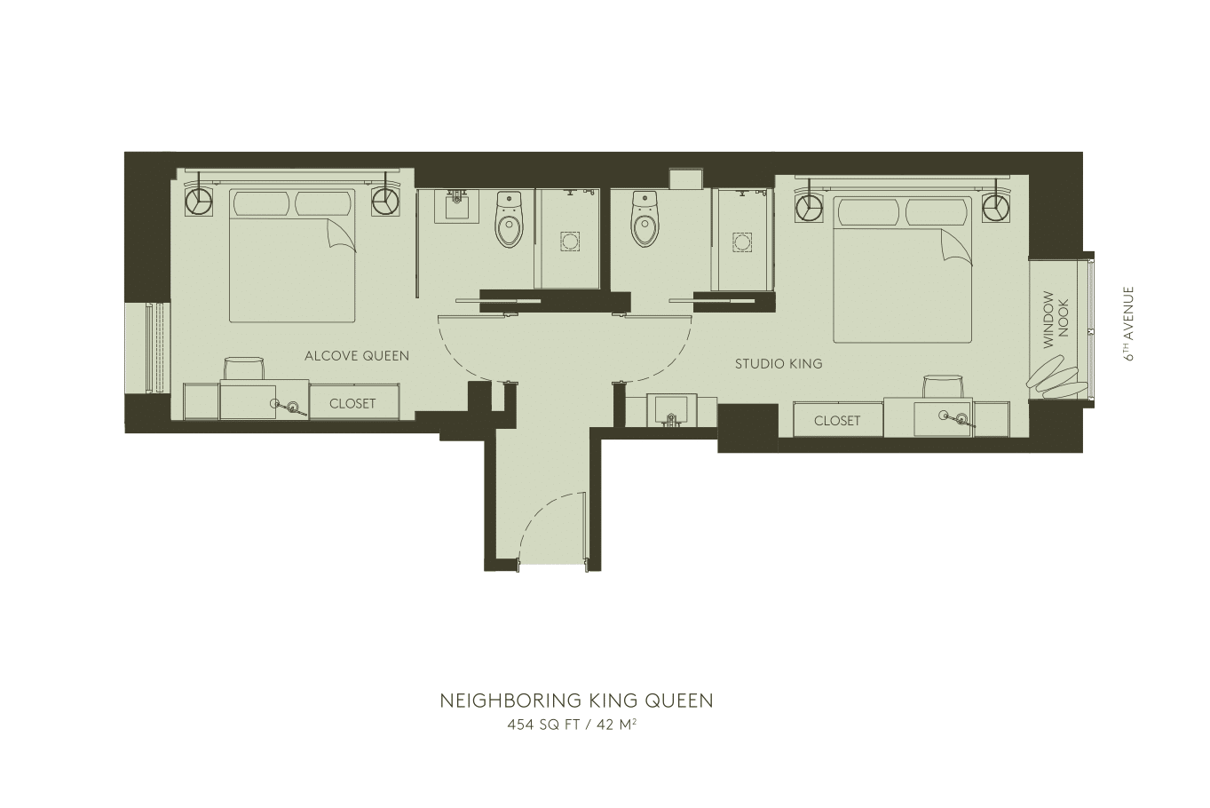 Neighboring king queen floorplan 