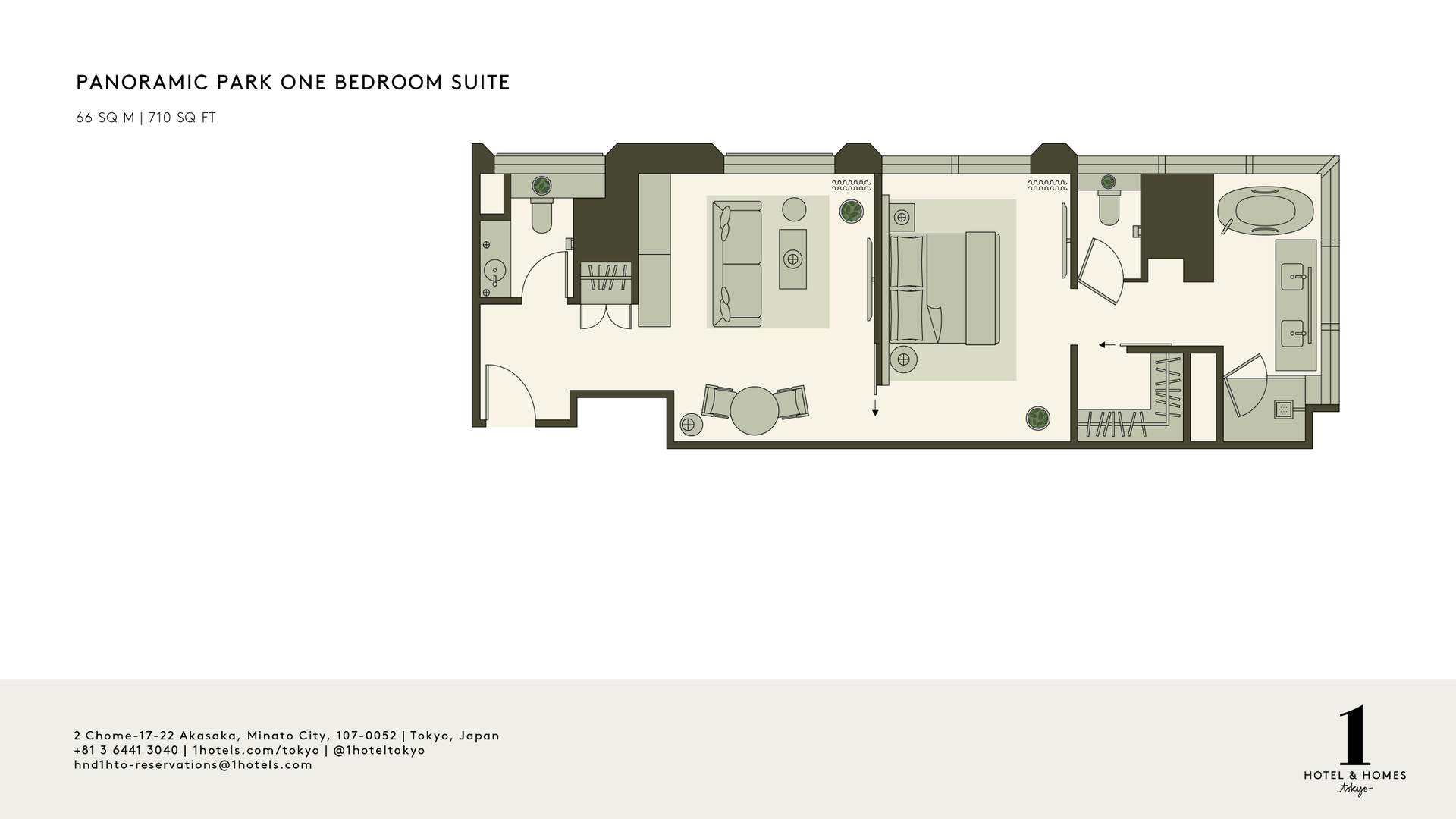 パノラミック・パーク 1ベッドルーム・スイートの間取り図