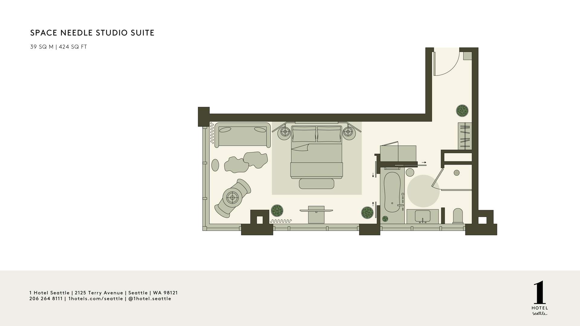 Plan d'étage du Space Needle Studio Suite