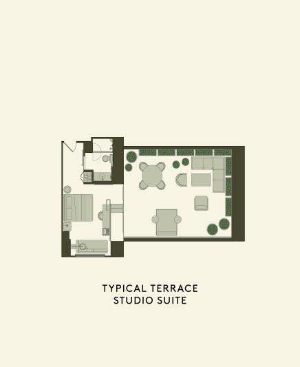 Plantegning af Terrace Studio Suite