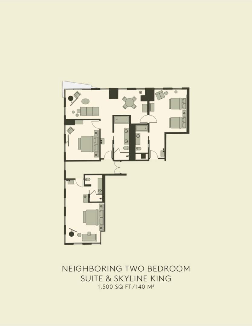 인접한 two bedroom suite  skyline king 평면도