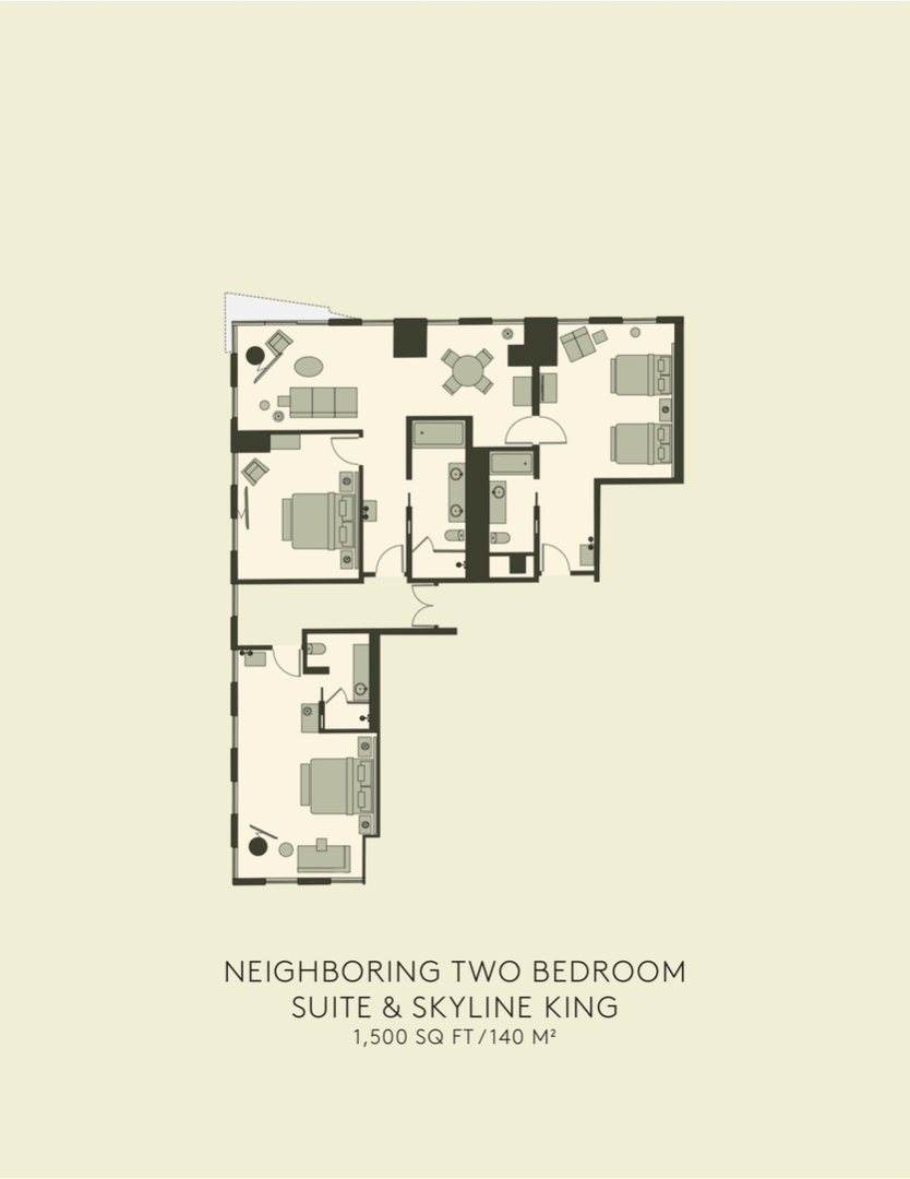 인접한 two bedroom suite  skyline king 평면도