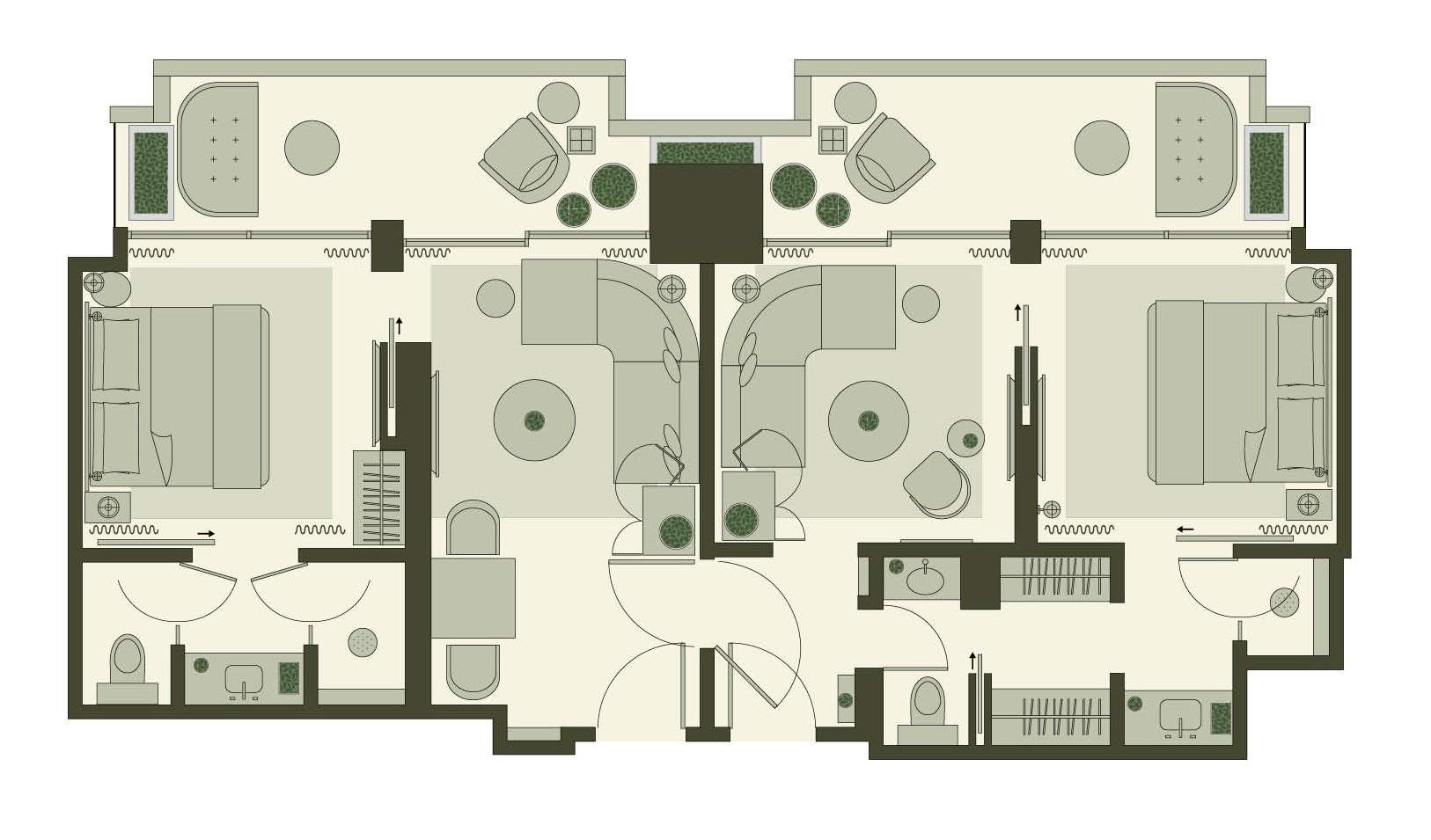 SUITES À UNE CHAMBRE AVEC TERRASSE ET CONNEXION SKYLINE