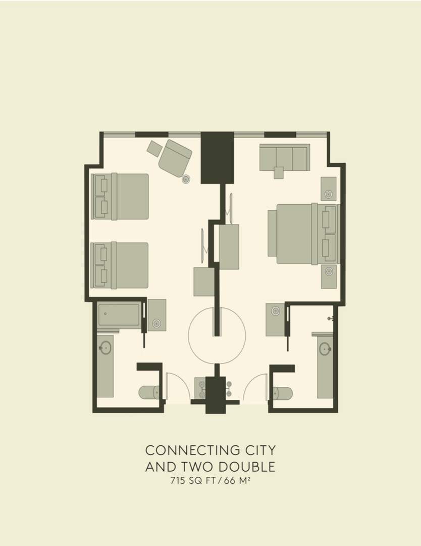 Pianta della camera City Two Double Connecting City Two Double