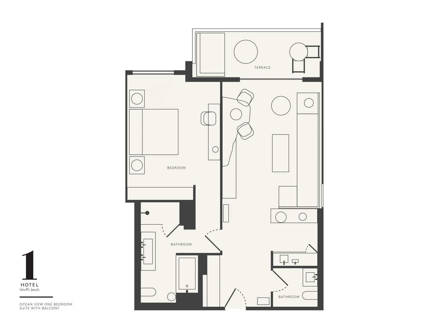 Plan de la Ocean View one bedroom suite au 1 Hotel South Beach