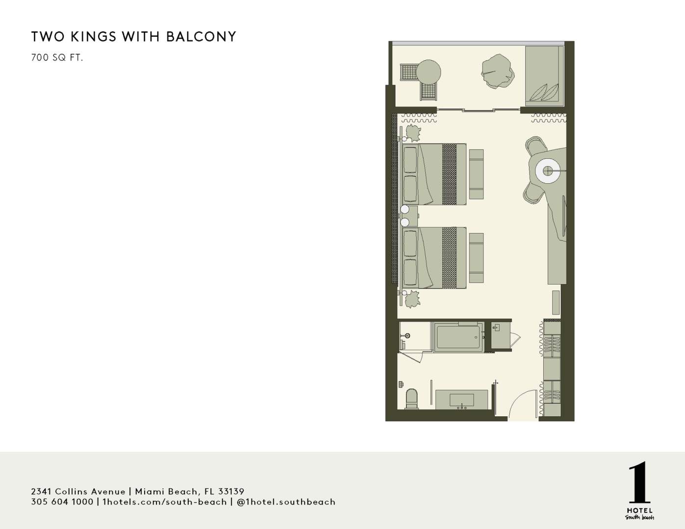 Deux lits jumeaux avec balcon