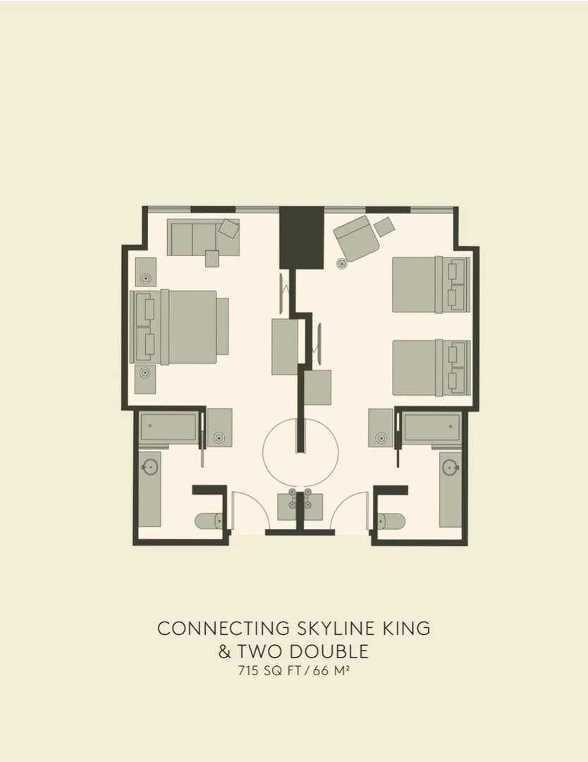 커넥팅 skyline king & 더블룸 2개 평면도