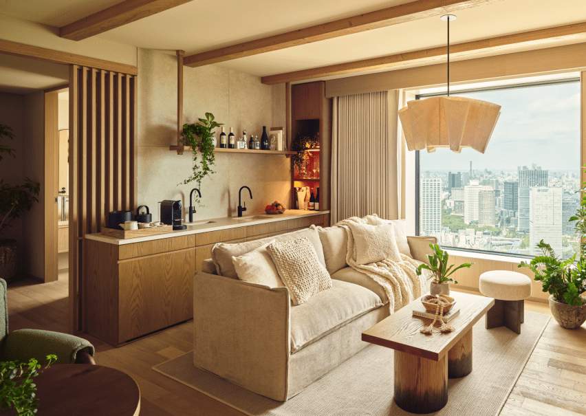 Living room in 1 Hotel Tokyo Panoramic Garden Suite