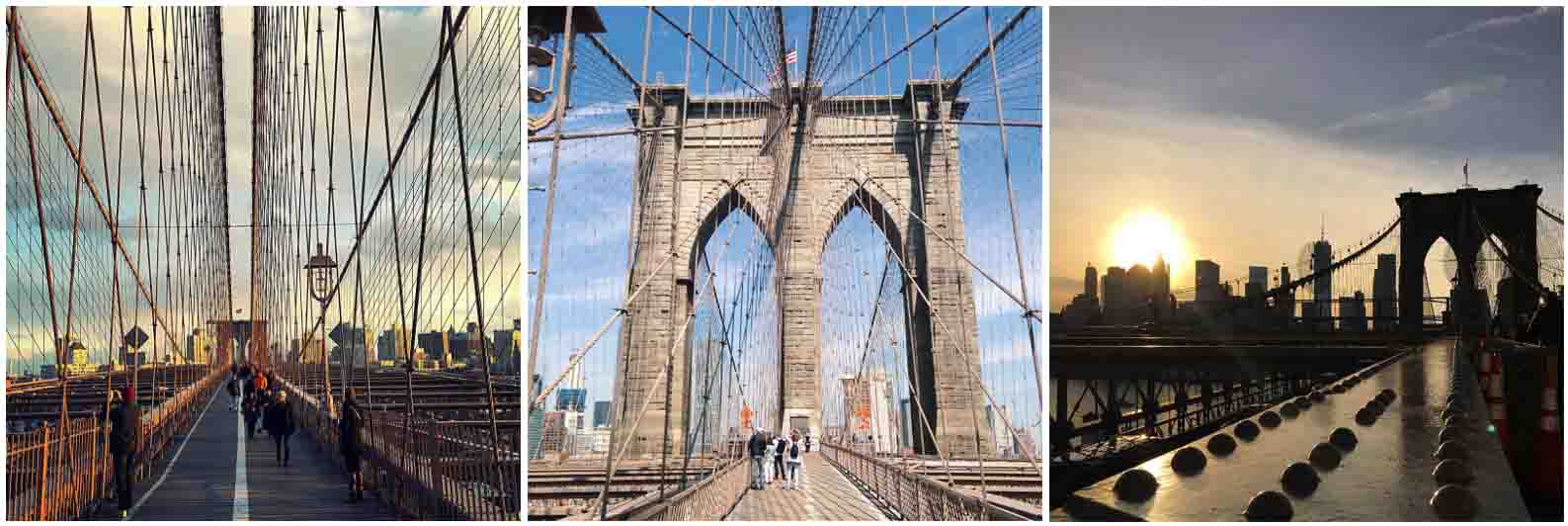 3 different views of the Brooklyn Bridge